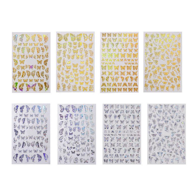3D Nail Butterfly Design Sticker Decor Decal Holographic Laser Nail Art Sticker-0