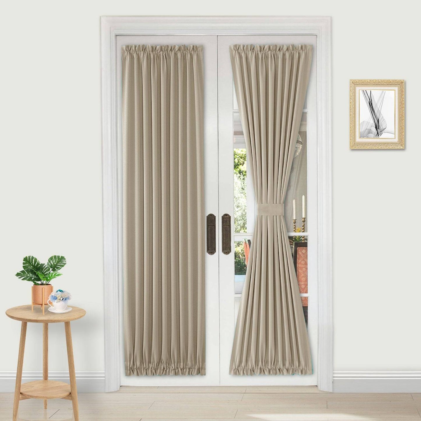 DWCN French Blackout Door Curtains, 1 Curtain Panel with Tieback-7