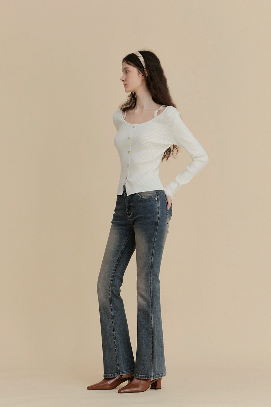 Dinut Vintage Washed Bootcut Denim-2