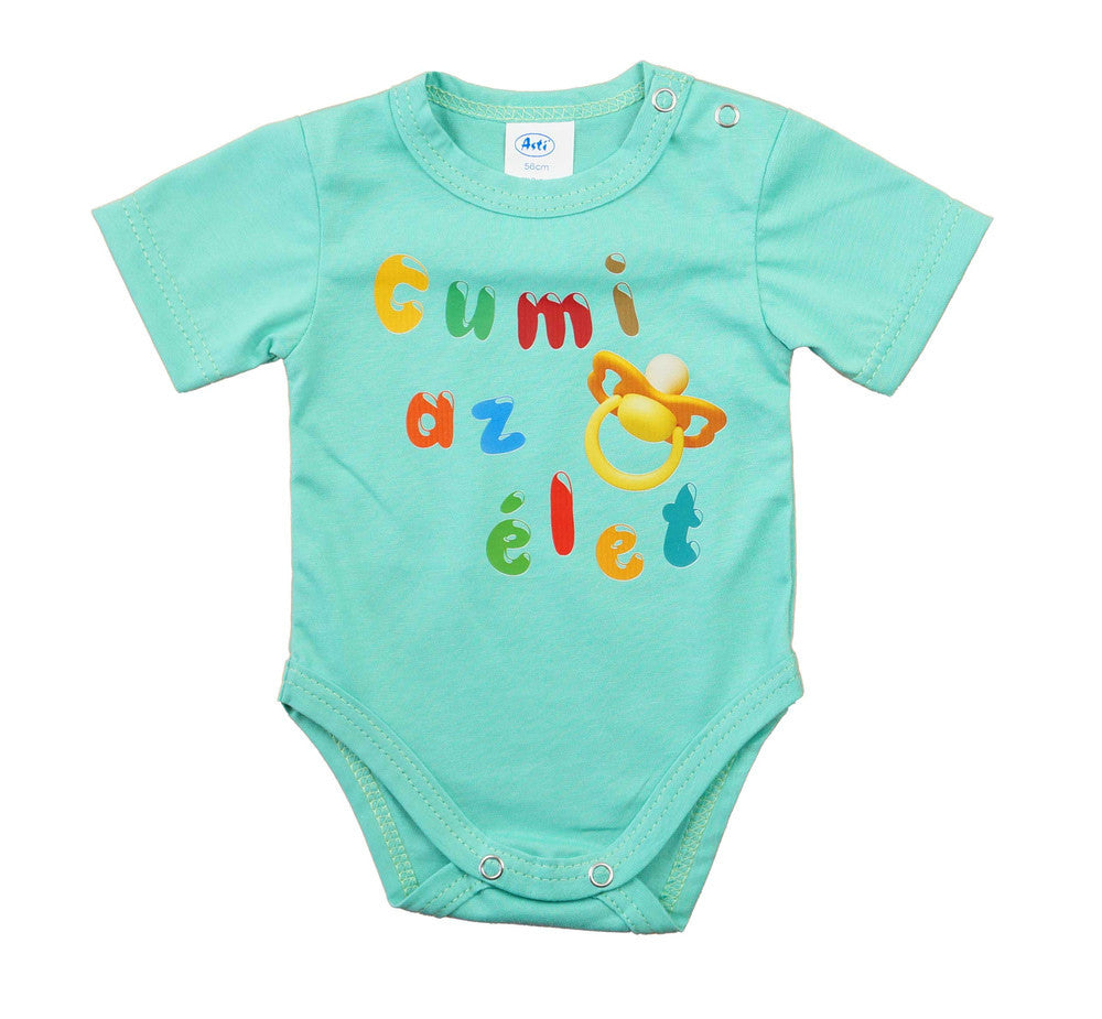 Feliratos rövid ujjú baba body-0