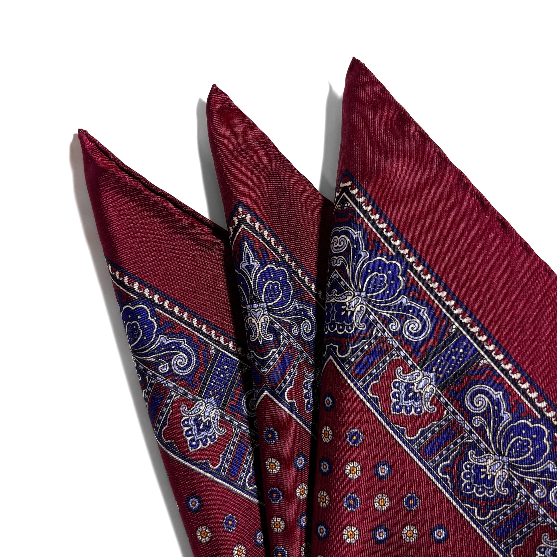 Burgundy Floral Silk Pocket Square-1