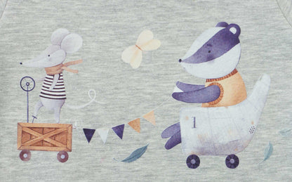 Belül bolyhos, hosszú ujjú baba rugdalózó – Állatos mintával-1