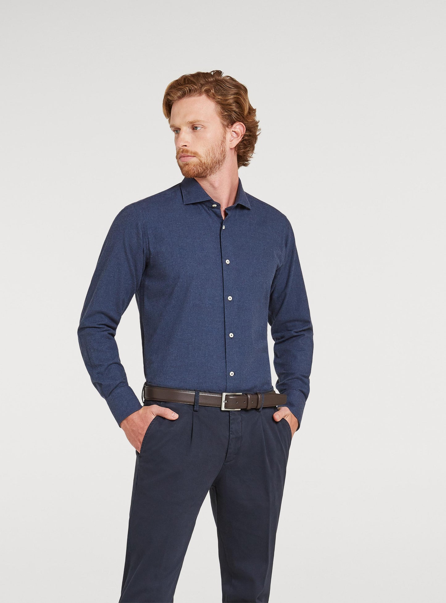 Camicia tinta unita in flanella-2