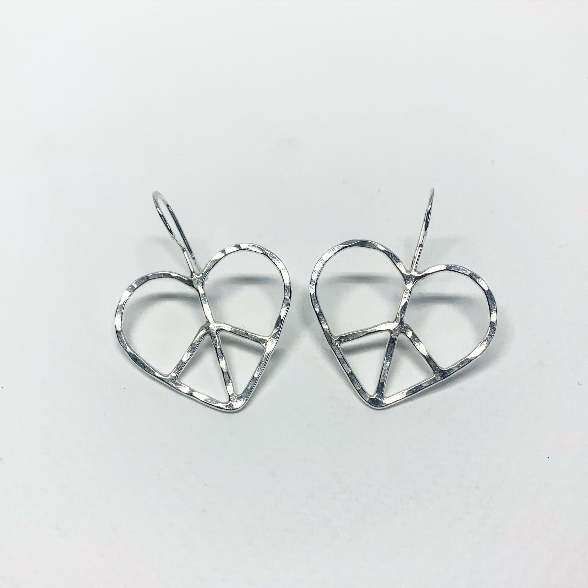 Heart Shaped Peace Sign Earrings-0