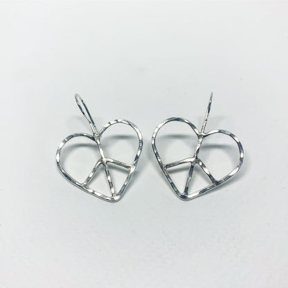 Heart Shaped Peace Sign Earrings-0
