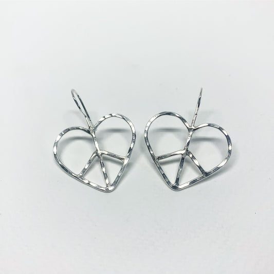Heart Shaped Peace Sign Earrings-0