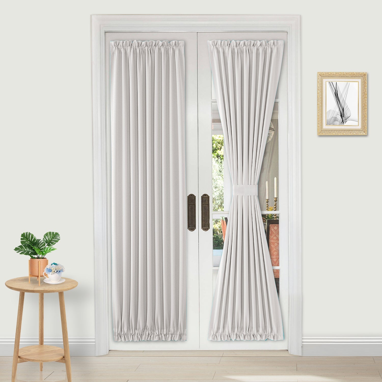 DWCN French Blackout Door Curtains, 1 Curtain Panel with Tieback-6