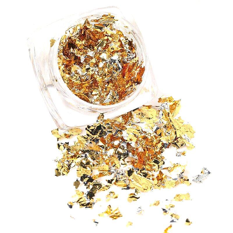 6 Colours Nail Art Sequins Mirror Glitter Powder Foil Flakes Paillette Decor Au-1