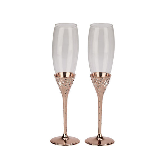 Galaxy Rose Gold Champagne Flutes Set-0