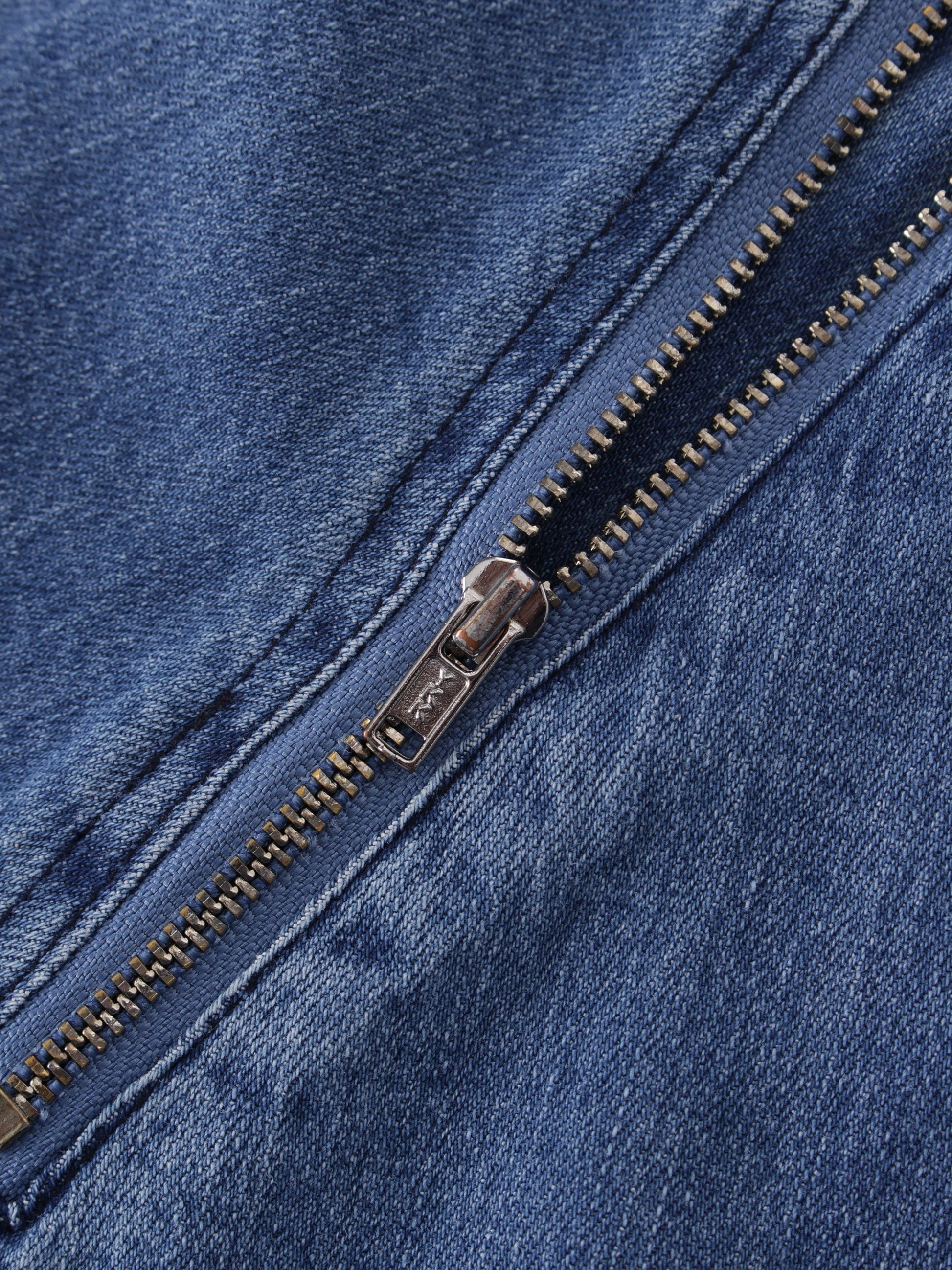 Washed Fringe Denim Skirt-Denim Blue-3