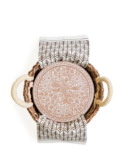 Bread Warmer & Basket Gift Set with Tea Towel - Garden Round-5