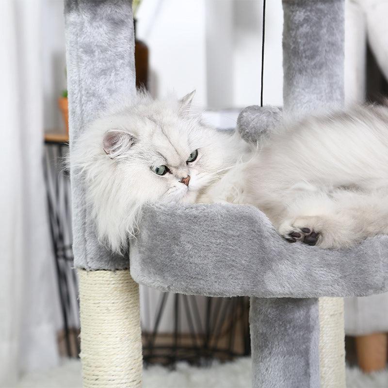 Gray Paw Print Cat Climbing Frame With Sisal Grinding Claw Toy - All-In-One Cat Playground-4