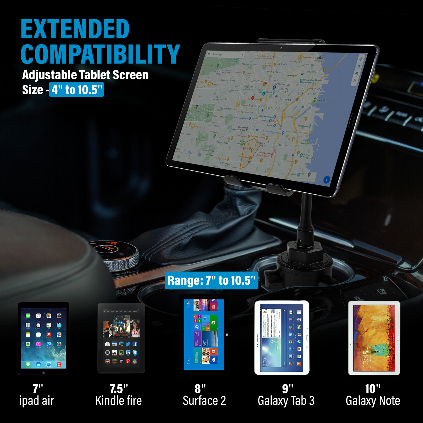 Cup Car Mount Holder 2-In-1 Tablet and Smartphone-3