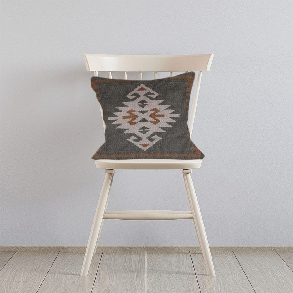 Kilim Handwoven Greyish Brown Cushion Cover-0