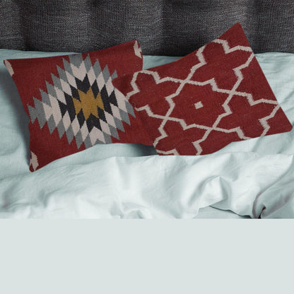 Kilim Handwoven Wine Berry Cushion Cover-0