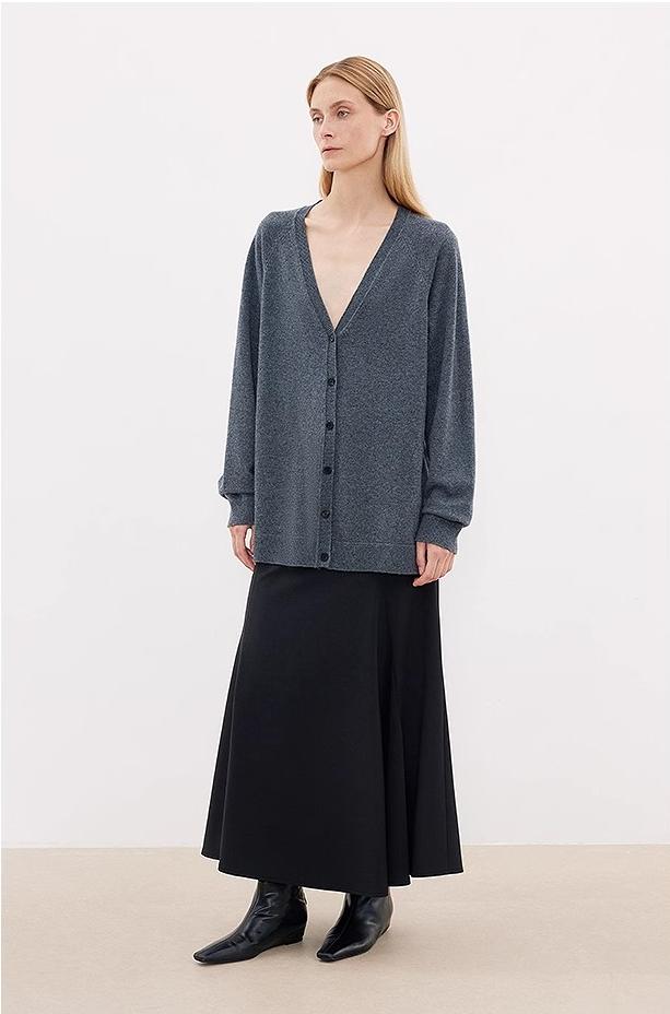 Australian merino wool loose V-neck wool knitted cardigan-1