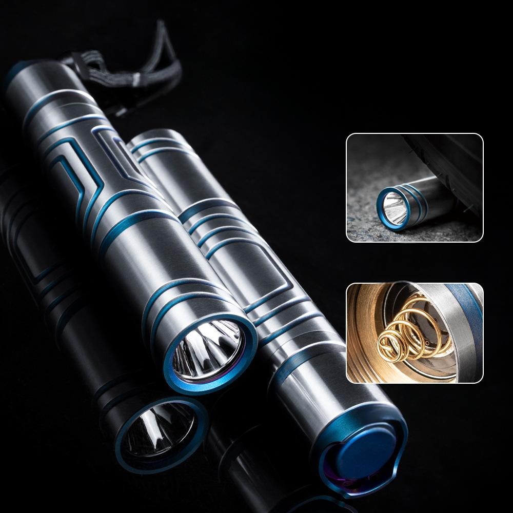 EDC Titanium Alloy Mini Flashlight Rechargeable Fishing Outdoor Waterproof Camping Lighting EDC Tools-2