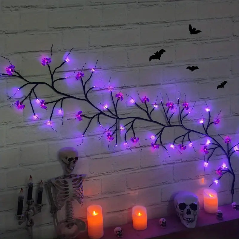 Enchanted Night Wings: Halloween Wicker Bat String Lights-3