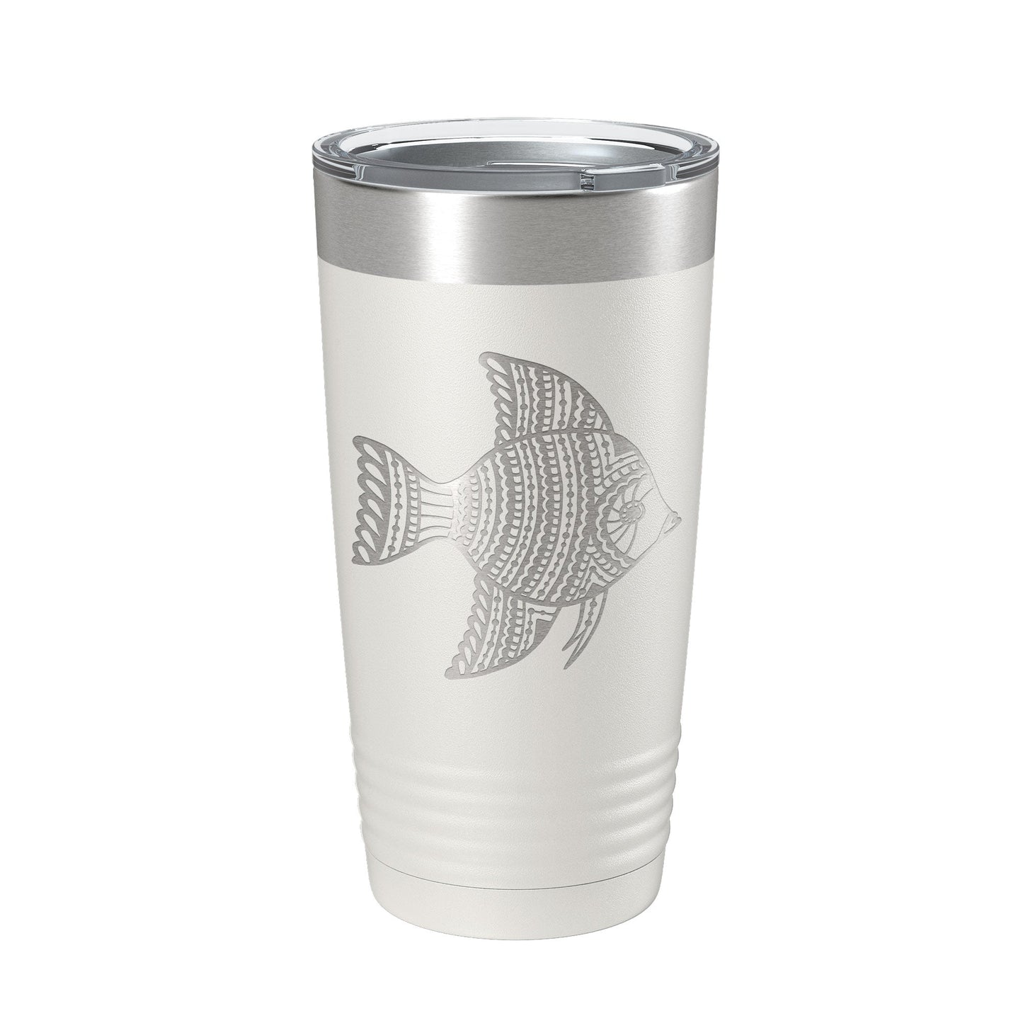 Fish Tumbler Zentangle Travel Mug Insulated Laser Engraved Coffee Cup 20 oz-1