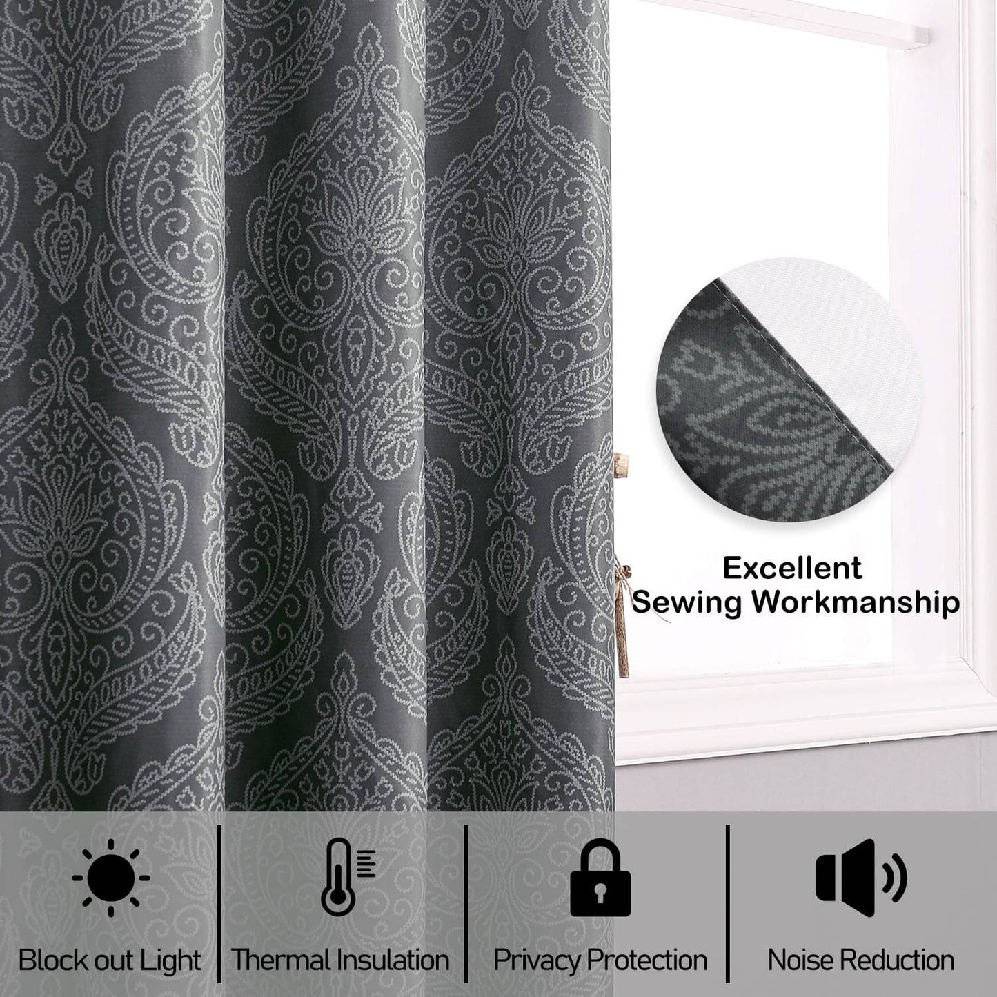 DWCN Ombre Blackout Curtains, Set of 2 Panels-2