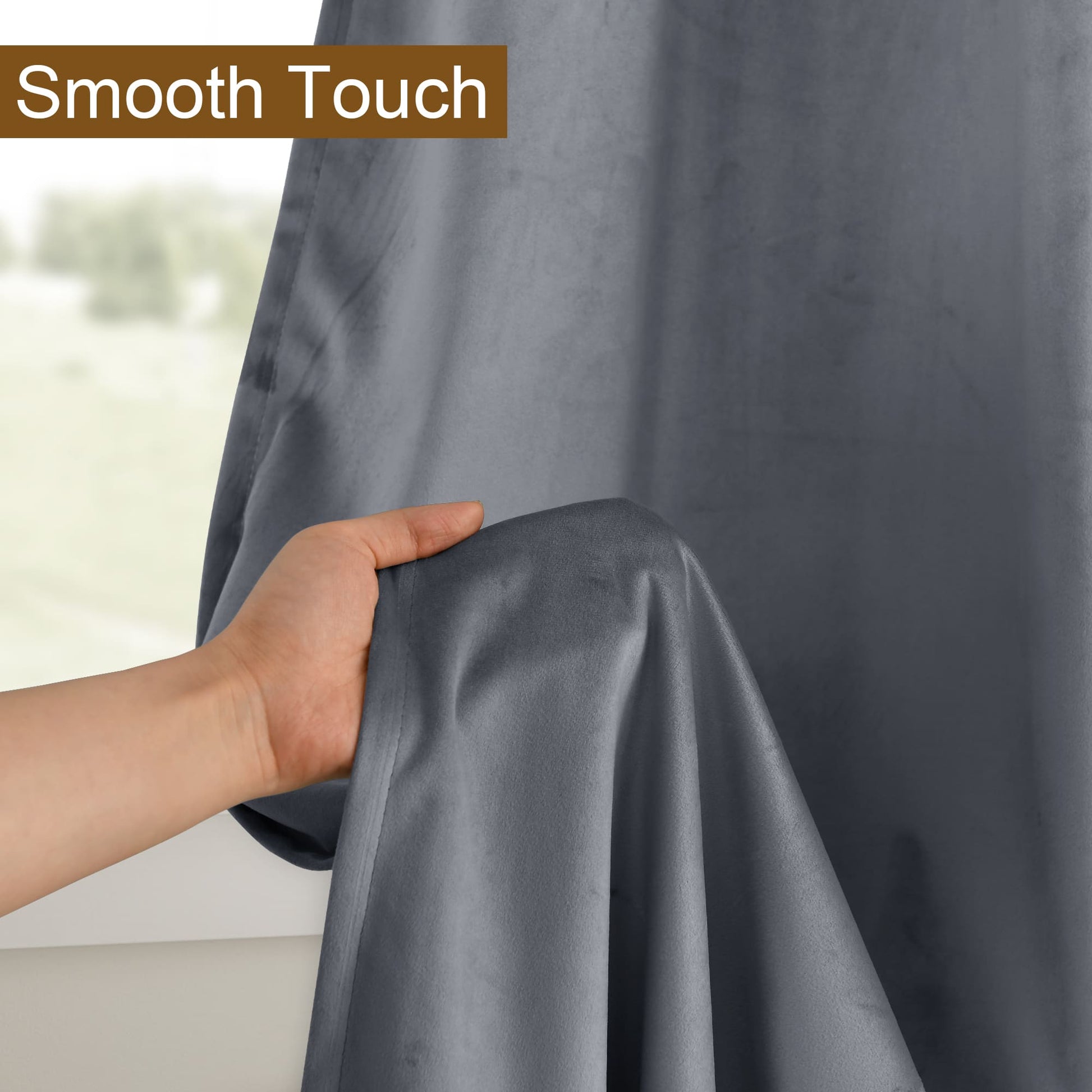 DWCN Velvet Blackout Curtains with Tiebacks, Set of 2 Panels-3