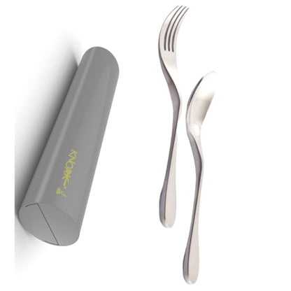 Eco Travel Set, 2 Piece Utensil Plus Case, Silver-0