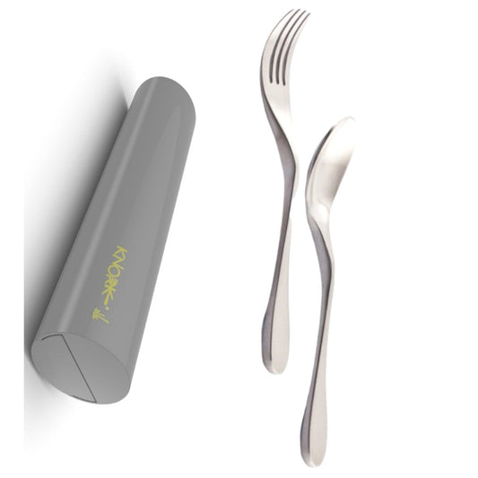 Eco Travel Set, 2 Piece Utensil Plus Case, Silver-0