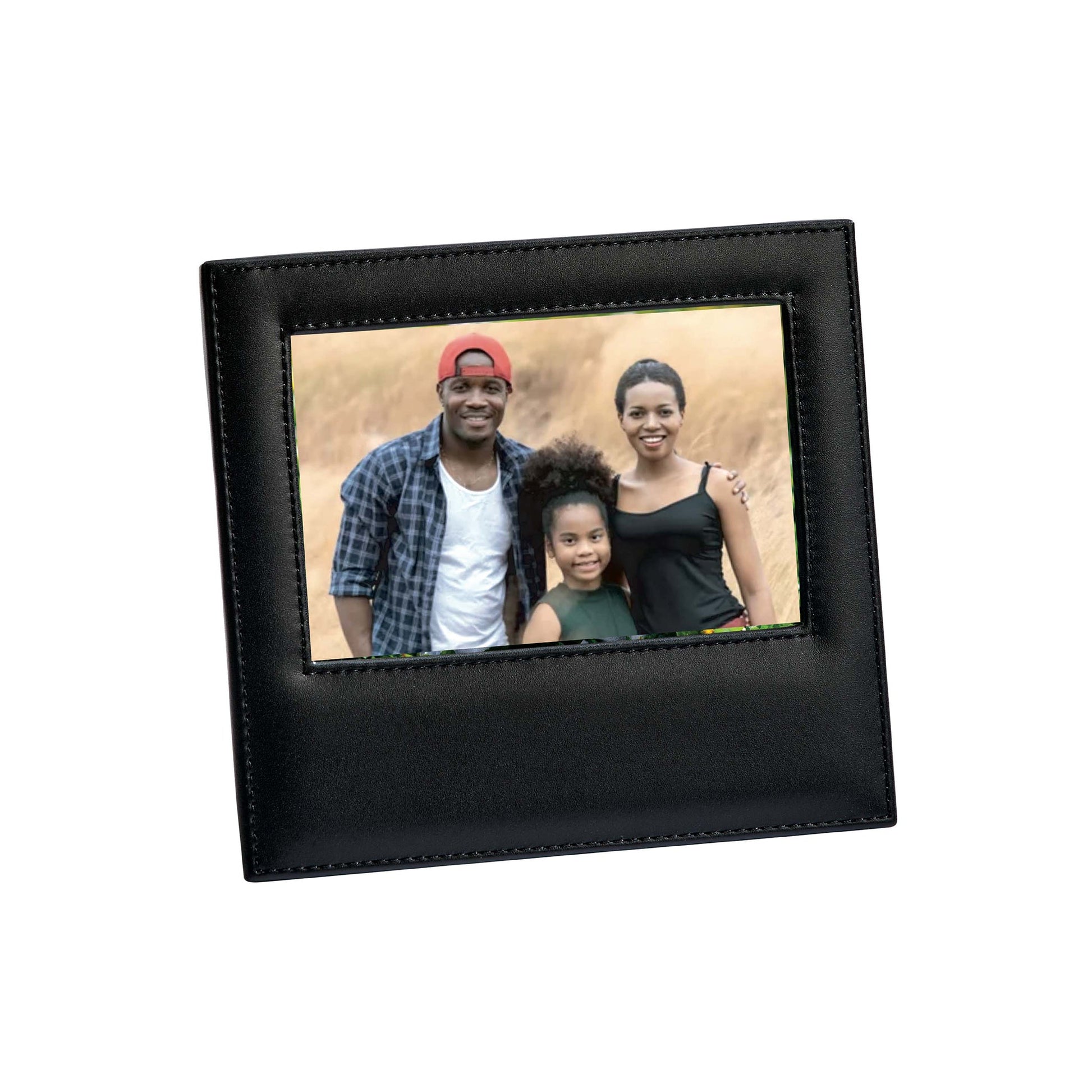 Black Leather Frame Holds 4" X 6" Photo-0