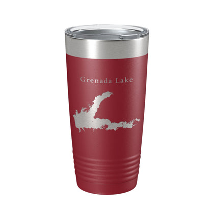Grenada Lake Map Tumbler Travel Mug Insulated Laser Engraved Coffee Cup Mississippi 20 oz-18