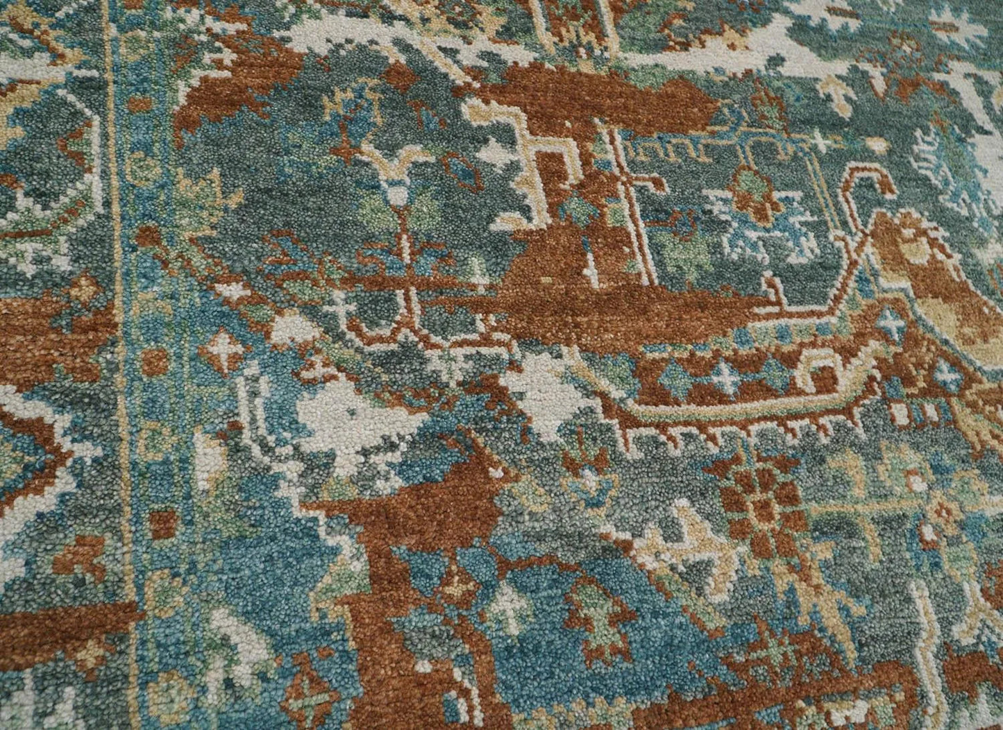 7' 10''x10' 1'' Hand Knotted LoomBloom Muted Turkish Oushak 100% Wool Transitional Oriental Area Rug Beige, Rust Color-4