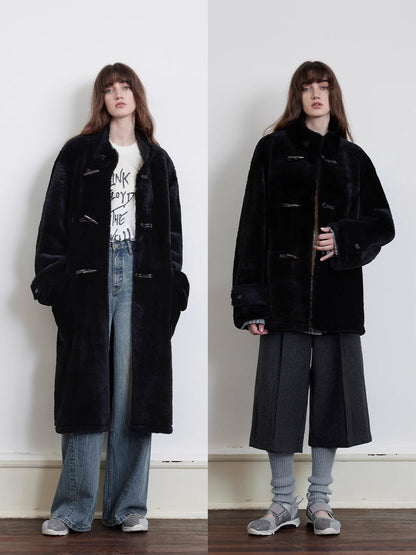 Fireladyfur Women's Long Sheepskin Jacket with Stand Collar“Dreamer”-4