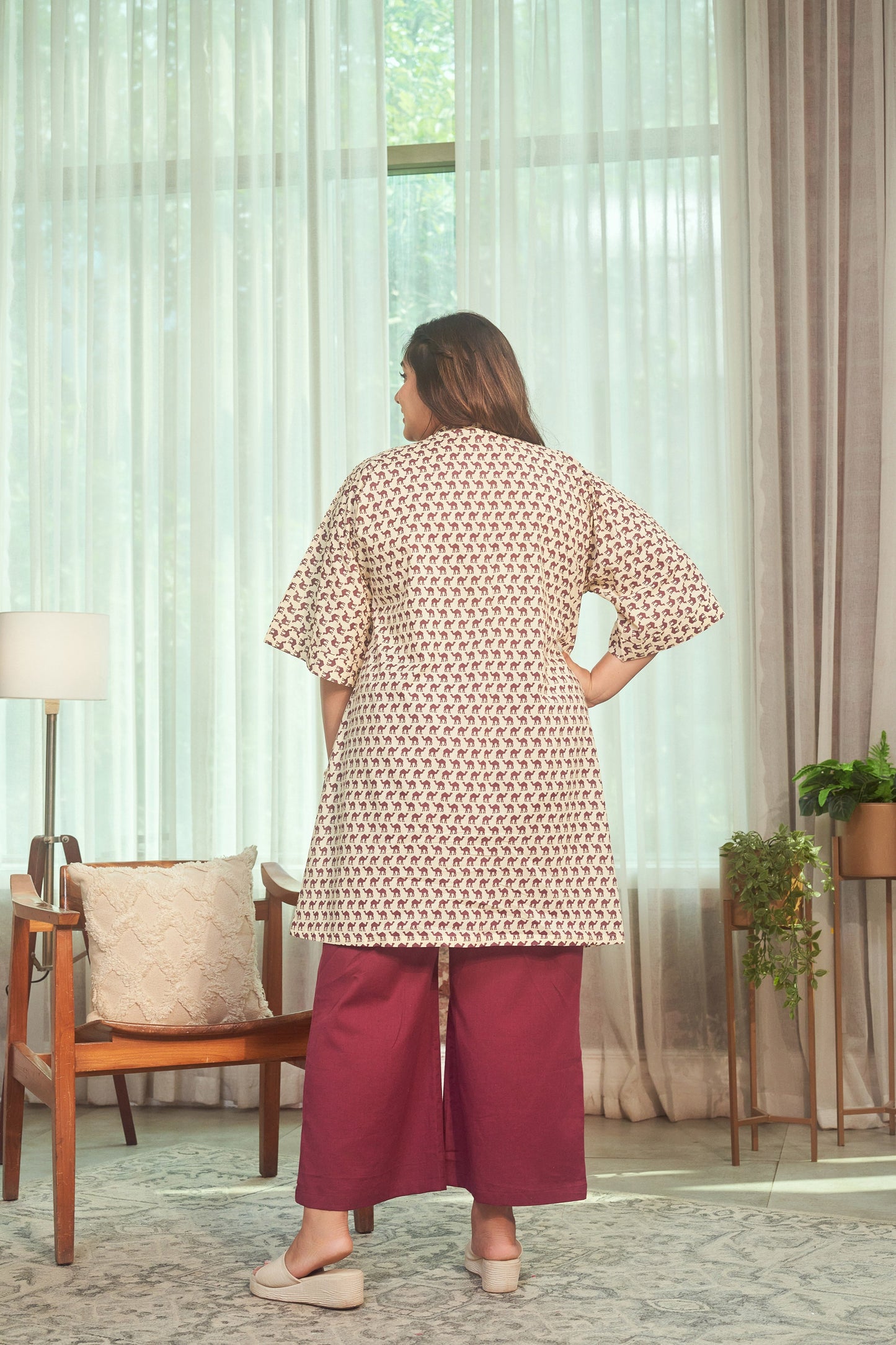 Camel Print  Jacket Culotte Set (Set of 2)-3