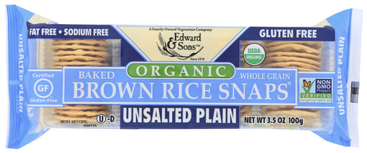 Edward & Sons Plain Unsalted Brown Rice Snaps (12x3.5 Oz)-0