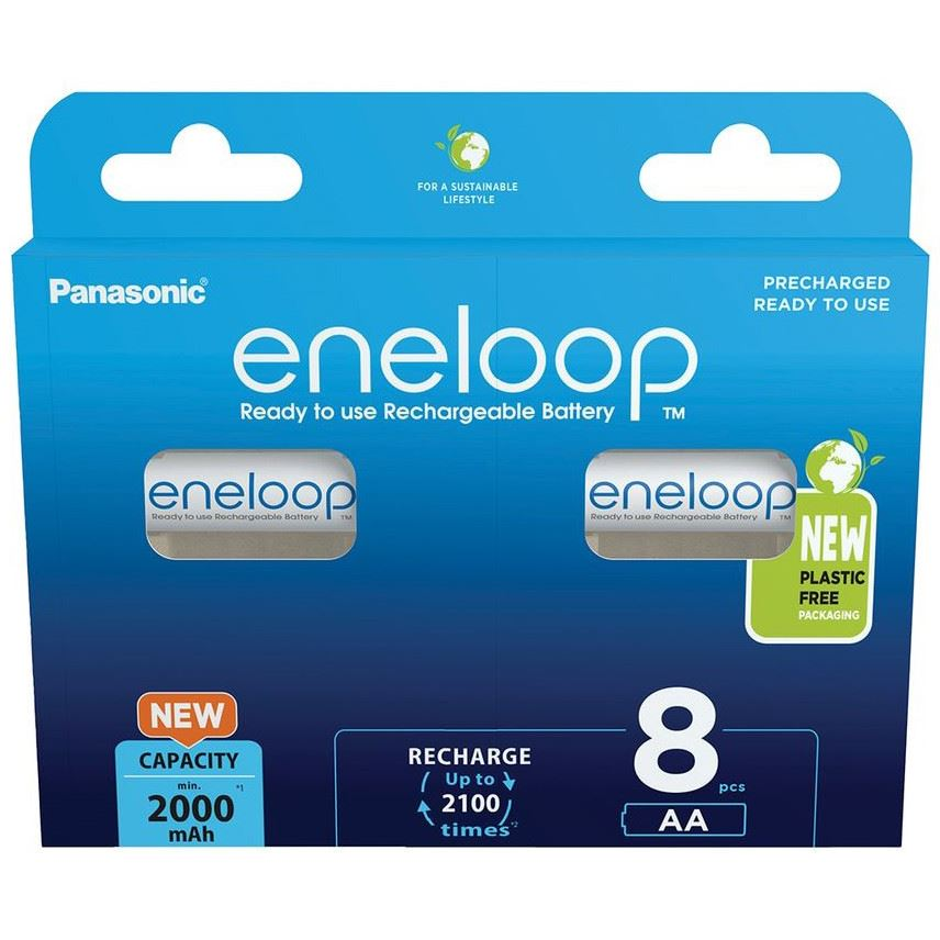 Acumulatori Panasonic Eneloop 2100 cicluri, 2000mAh, R6 AA Blister 8 (BK-3MCDE/8BE)-0