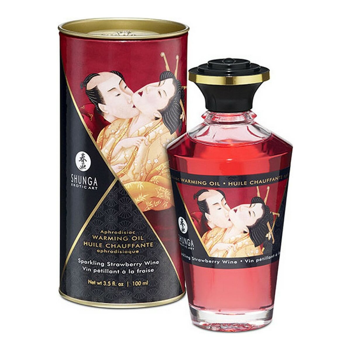 Erotic Massage Oil Shunga SHU127-SPARKLING STRAWBERRY WINE 100 ml Strawberry-0