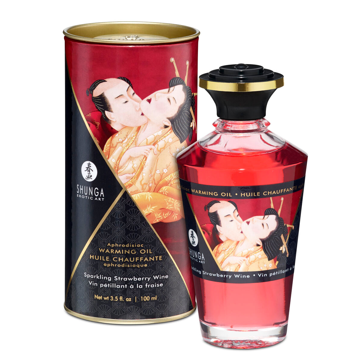 Erotic Massage Oil Shunga SHU127-SPARKLING STRAWBERRY WINE 100 ml Strawberry-2