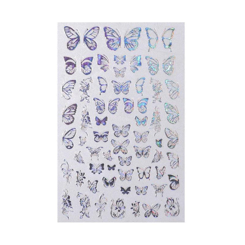 3D Nail Butterfly Design Sticker Decor Decal Holographic Laser Nail Art Sticker-10