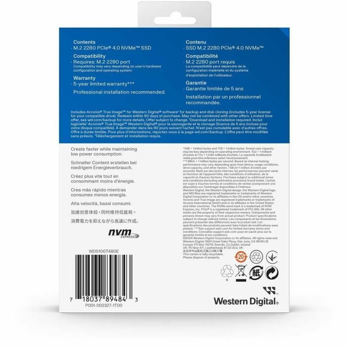 Hard Drive Western Digital WDS100T4B0E 1 TB-1