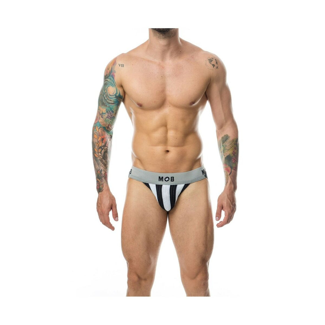 Thong Mob Eroticwear White Black XXL-2