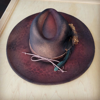 CUSTOM Hand-Painted Cowgirl Western Boho Hat A114-3