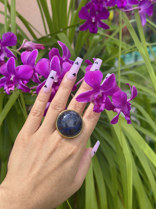 Lapis Lazuli Round Smooth Cut Ring-0