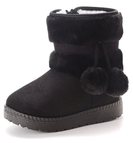 Yeeteepot Girls Boys Snow Boots Toddler Boots Kids Warm Winter Boots Fur Lined Non-Slip Boots Black6 Toddler = Label 24