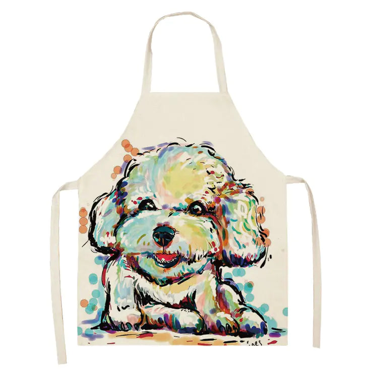 Nordic Polyester Dog Print Apron for Adults