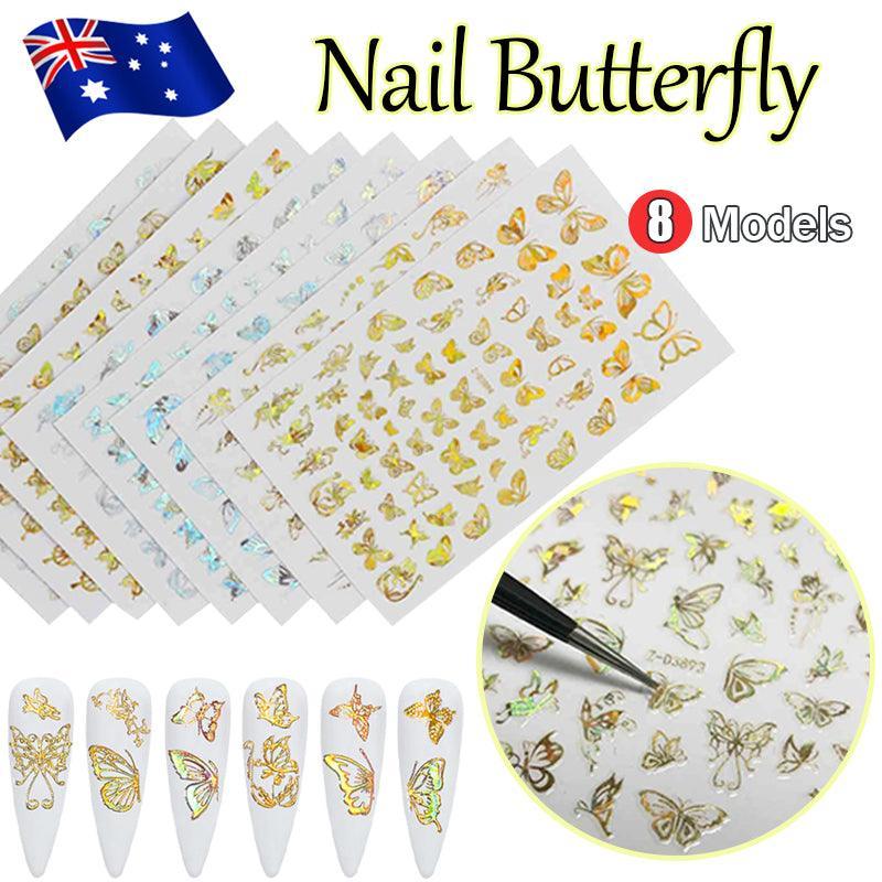 3D Nail Butterfly Design Sticker Decor Decal Holographic Laser Nail Art Sticker-1