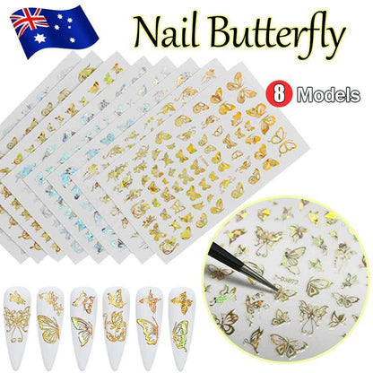 3D Nail Butterfly Design Sticker Decor Decal Holographic Laser Nail Art Sticker-1