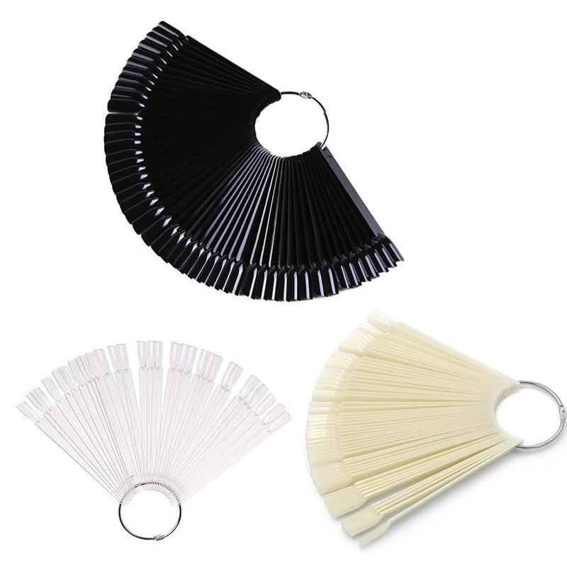50Pcs Round Head Iron Ring Fan Color Card Oval Fake Nail Practice Tools-1