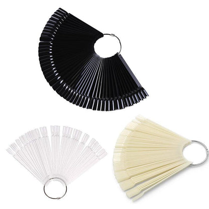 50Pcs Round Head Iron Ring Fan Color Card Oval Fake Nail Practice Tools-1