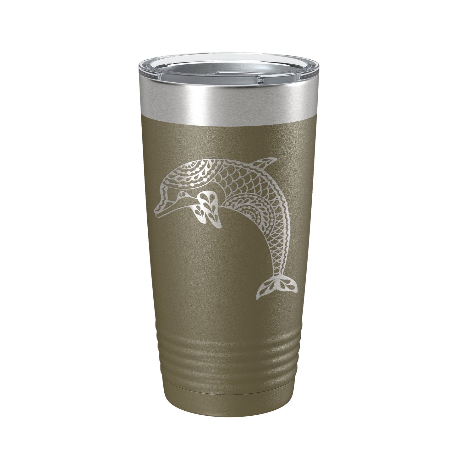 Dolphin Tumbler Zentangle Travel Mug Insulated Laser Engraved Coffee Cup 20 oz-21