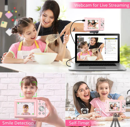 HD Mini Digital Camera for Students and Kids, 44MP, 1080P, 2.4" Screen, 16X Zoom, Rechargeable