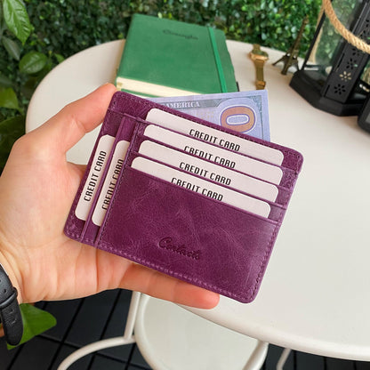 Flerna - Genuine Leather Slim RFID Protection Wallet/Card Holder-2